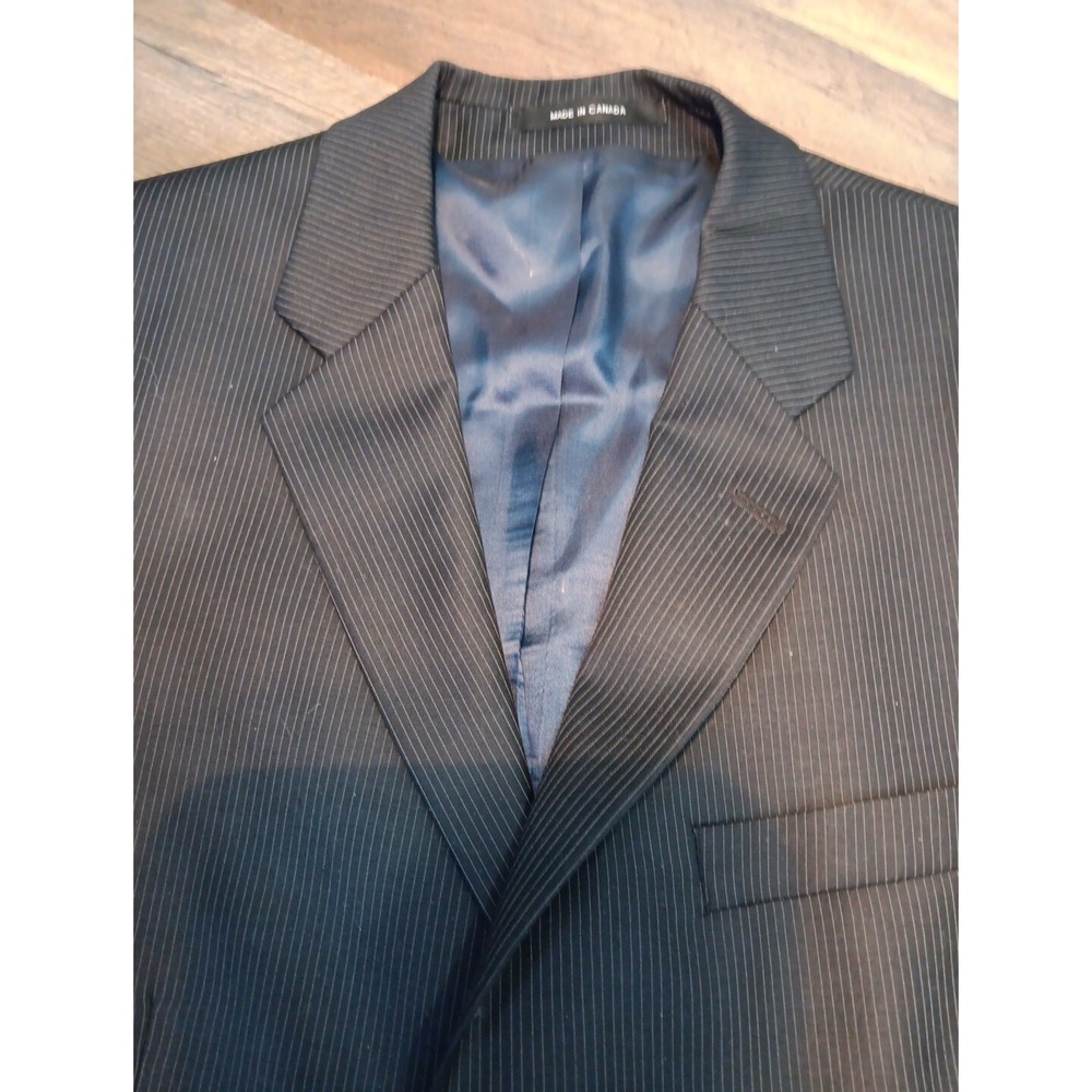 Calvin‎ Kleins 90s Wool Pin Striped Blue Blazer Three Button Professional  Mens